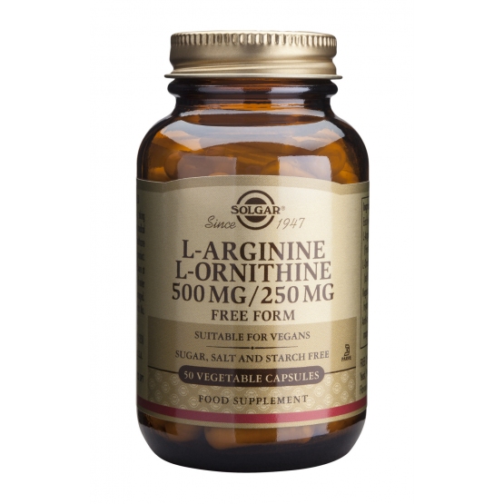 L-Arginine L-Ornithine 500/250mg 50 veg caps