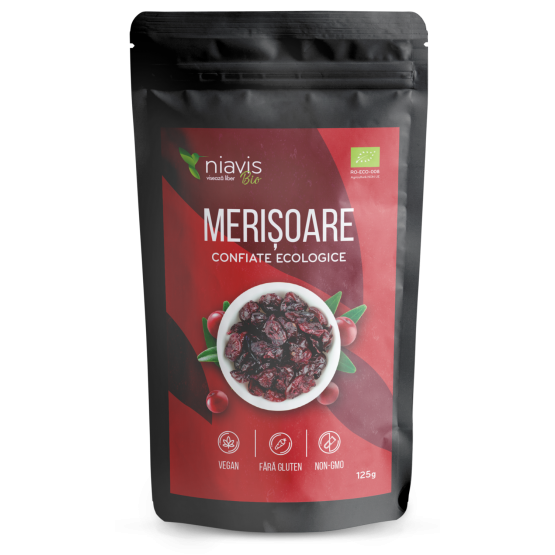 Merisoare Ecologice/BIO Indulcite cu Suc de Mere 125g