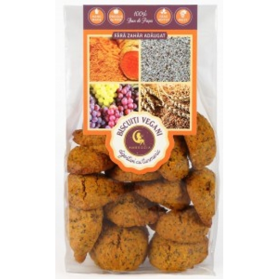 Biscuiti vegani digestivi cu turmeric si mac (fara zahar adaugat) 150 gr - AMBROZIA