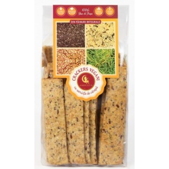 Crackers vegani cu seminte de canepa si chia 125 g - AMBROZIA