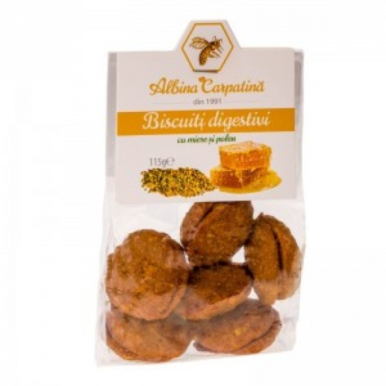 BISCUITI DIGESTIVI CU MIERE&POLEN 115GR / Apicola