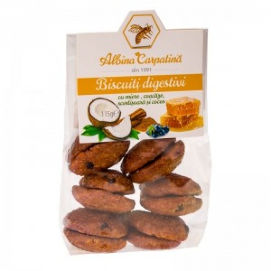 BISCUITI DIGESTIVI CU MIERE,COCOS&COACAZE 115GR / Apicola